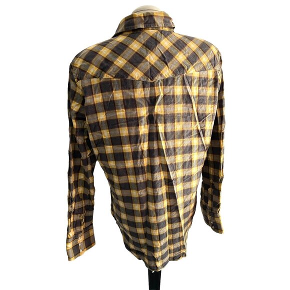 Ely Cattleman Yellow Plaid Flannel Shirt Sz Large Tall  Mens Long Sleeve - Picture 2 of 10